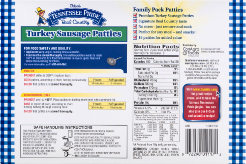 Odom's Tennessee Pride Turkey Sausage Patties, 18 ct / 24 oz - Kroger