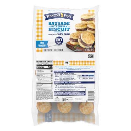 Odom’S Tennessee Pride Sausage And Buttermilk Biscuits Breakfast Sandwiches Perspective: back