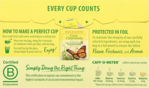 Bigelow® Cozy Chamomile® Caffeine Free Herbal Tea Bags Perspective: back
