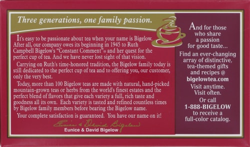 Bigelow Pomegranate Tea Perspective: back
