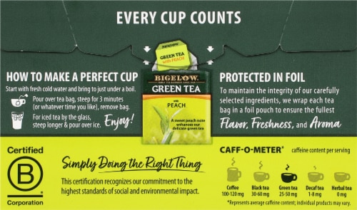 Bigelow Green Tea with Peach Tea Bags Perspective: back