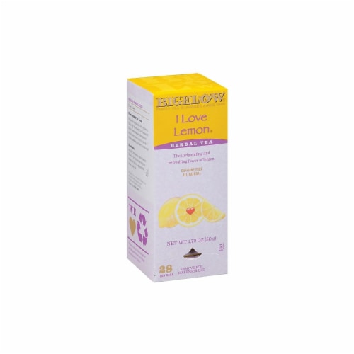 Bigelow I Love Lemon Herbal Tea, 0.06 Oz Tea Bag, 28/box RCB003991 Perspective: back