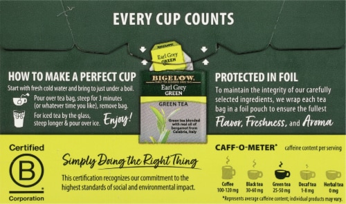 Bigelow Earl Grey Green Tea Perspective: back