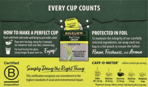 Bigelow Earl Grey Green Tea Perspective: back
