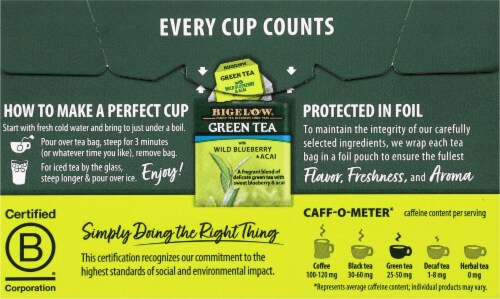 Bigelow® Green Tea with Wild Blueberry & Acai Tea Perspective: back