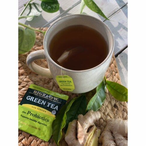 Bigelow® Green Tea with Ginger Plus Probiotics Tea Bags Perspective: back