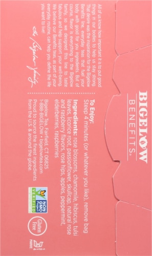 Bigelow Benefits Rose & Mint Herbal Tea Bags Perspective: back
