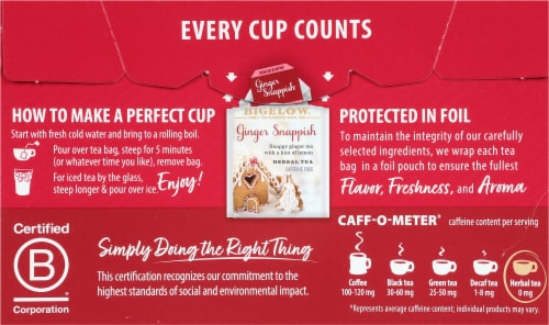 Bigelow® Ginger Snappish® Caffeine Free Herbal Tea Bags Perspective: back