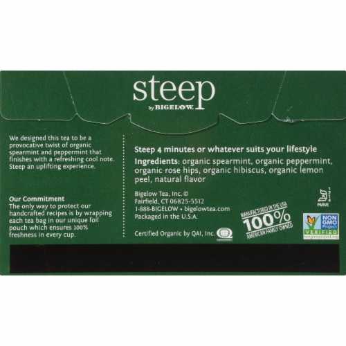Bigelow Steep Organic Mint Herbal Tea Perspective: back
