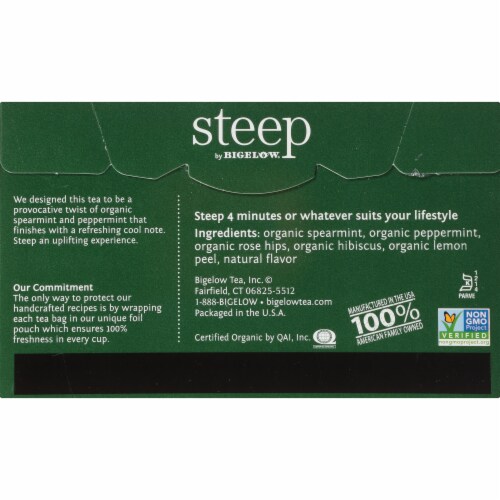 Bigelow Steep Organic Mint Herbal Tea Perspective: back