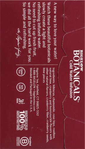 Bigelow Botanicals Cold Water Infusion Cranberry Lime Honeysuckle Herbal Tea Bags Perspective: back