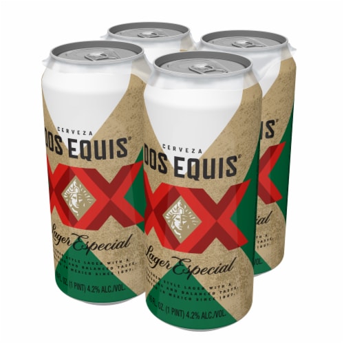 Dos Equis Mexican Lager Beer, 4 Pack, 16 fl oz Cans Perspective: back