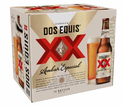 Dos Equis Ambar Mexican Lager Beer Bottles Perspective: back