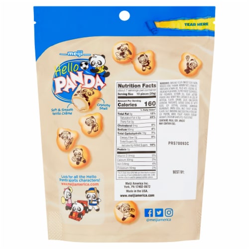 Meiji Hello Panda® Bite Size Vanilla Sandwich Cookies Perspective: back