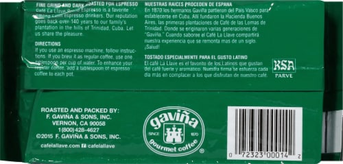 Cafe La Llave® Espresso Dark Roast Ground Coffee Perspective: back