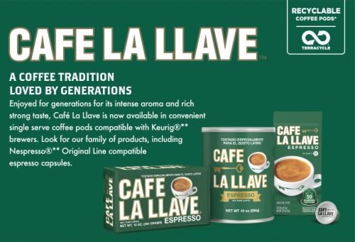 Cafe La Llave® Regular Espresso Style Single Serve Coffee Pods Perspective: back