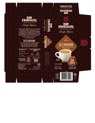 Don Francisco's Coffee Capsules for Nespresso Original Machines Old Havana Espresso Dark Roast Perspective: back