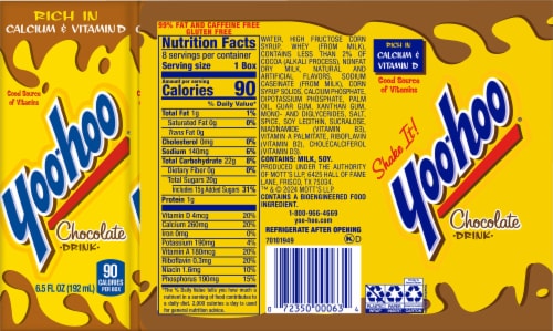 Yoo-hoo® Chocolate Drink Boxes Perspective: back