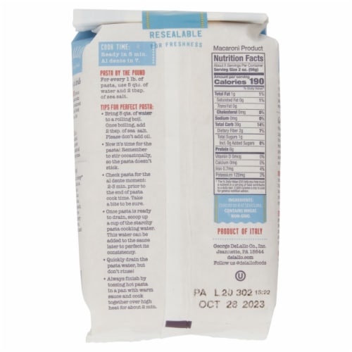 DeLallo® Orzo No. 65 Cut Pasta Perspective: back
