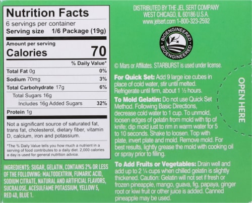 Starburst Watermelon Gelatin Dessert Mix Perspective: back