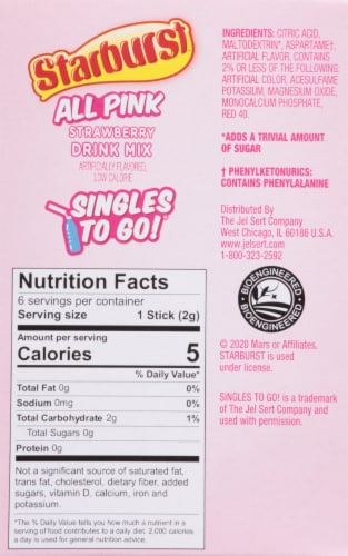 Starburst™ All Pink Strawberry Singles to Go Drink Mix Perspective: back