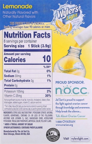 Wyler's Light® Singles to Go!® Low Calorie Lemonade Drink Mix Perspective: back