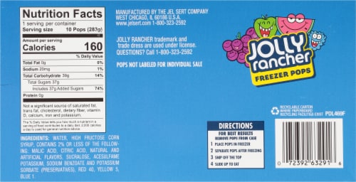 Jolly Rancher Freezer Pops 10 Count Perspective: back