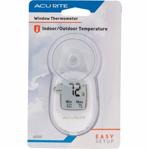 Acurite Digital -4 deg to 158 deg Fahrenheit White Window Thermometer 00315A1, 2In.W.x3.05In.H.x1.5In.D. - Harris Teeter