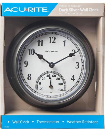 Acu-Rite Outdoor Clock with Thermometer - Gunmetal Gray Perspective: back