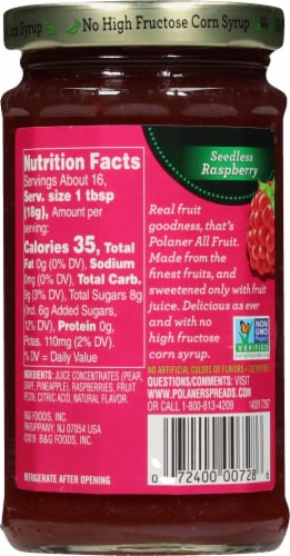 Polaner® All Fruit Seedless Raspberry Fruit Spread Perspective: back