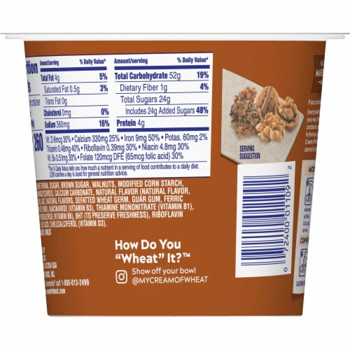 Cream of Wheat® Maple Brown Sugar With Walnuts Instant Hot Cereal Perspective: back