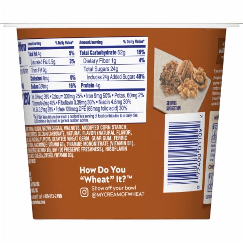 Cream of Wheat® Maple Brown Sugar With Walnuts Instant Hot Cereal Perspective: back