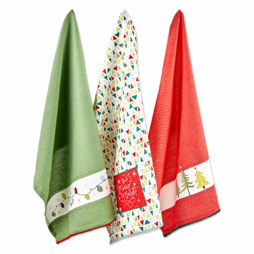 Design Imports Assorted Festive Christmas Embellished Dishtowel - Set of 3 Perspective: back