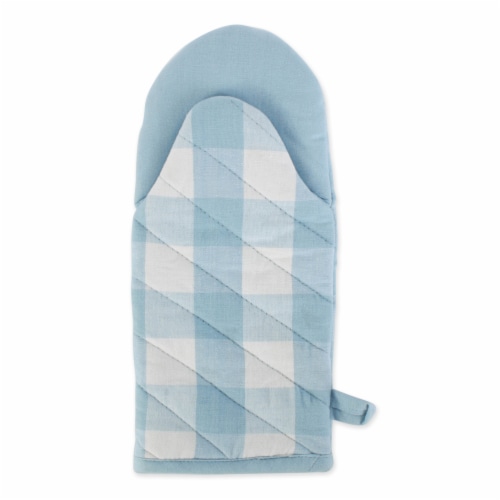 Dii Buffalo Check Ktichen Textiles, Om 13X6" Ph 9X8", White & Light Blue, 2 Pieces Perspective: back