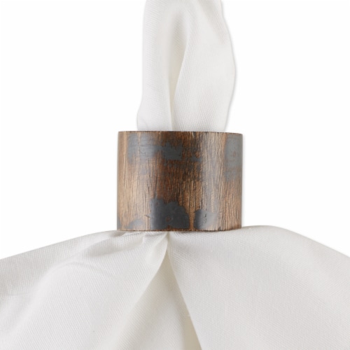 Design Imports CAMZ12242 Black Rub Finish Wood Band Napkin Ring - Set of 6 Perspective: back