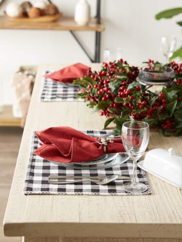 DII Christmas Buffalo Check With Embroidery Placemat (Set of 6) Perspective: back