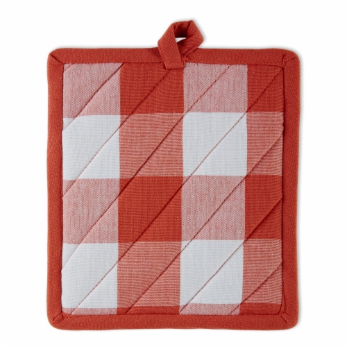 Design Imports CAMZ12344 9 x 8 in. Vintage Red Buffalo Check Potholder - Set of 2 Perspective: back