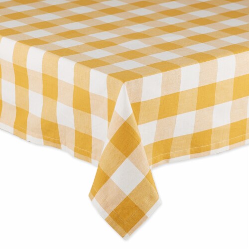Design Imports CAMZ12413 60 x 84 in. Honey Gold Buffalo Check Tablecloth Perspective: back