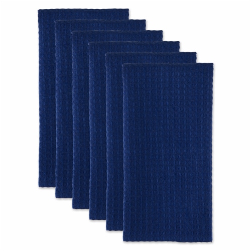 Design Imports CAMZ12443 Blue Recycled Cotton Waffle Dishtowel Set - Set of 6 Perspective: back