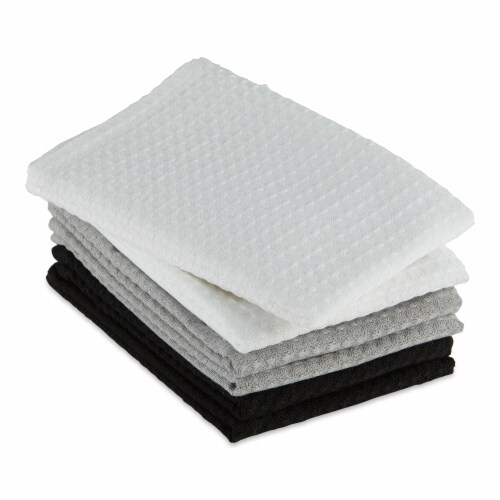Design Imports CAMZ12449 Recycled Cotton Waffle Dishtowel Set, Assorted Neutrals - Set of 6 Perspective: back