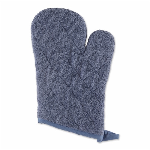 Stonewash Blue Terry Oven Mitt Set/2 Perspective: back