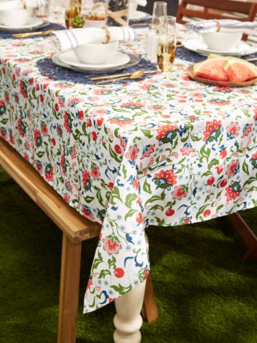 Dii Garden Floral Print Outdoor Tablecloth 60 Round Perspective: back