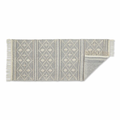 DII Natural and Gray Diamond Textured HandLoomed Runner 2Ft 3in x 6Ft