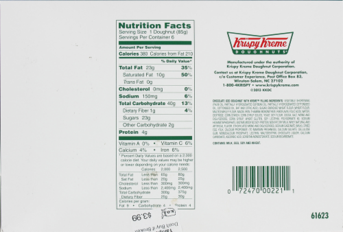 Krispy Kreme Chocolate Iced Kreme Filled Doughnuts 6 Count Perspective: back