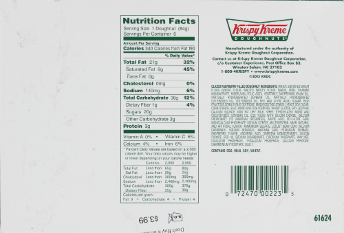 Krispy Kreme Glazed Raspberry Filled Doughnuts 6 Count Perspective: back