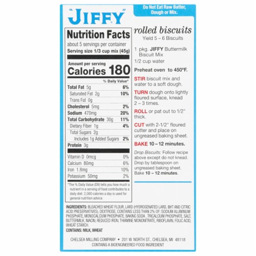 Jiffy® Buttermilk Biscuit Mix Perspective: back