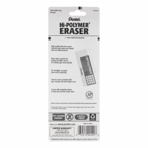 Pentel Hi-Polymer Erasers - White Perspective: back