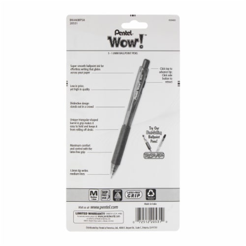 Pentel® Wow!™ Ballpoint Pens - Black Perspective: back