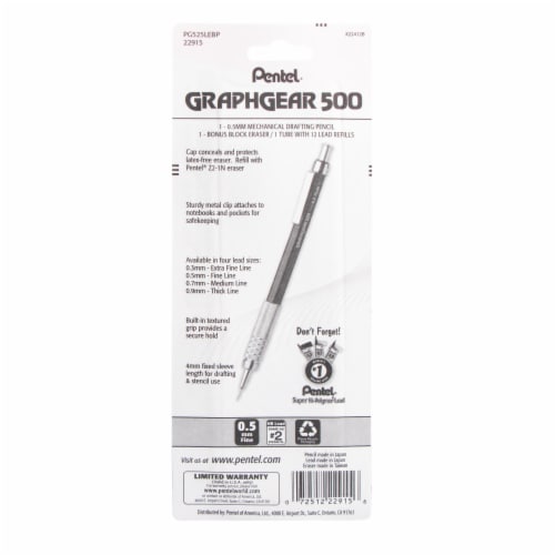 Pentel® Mechanical Pencil & Eraser & Leads - Assorted Perspective: back
