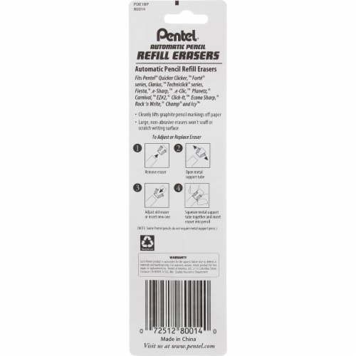 Pentel Large Refill Erasers, 5 Ct 0.4 oz Perspective: back